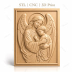 Fichier CNC & impression 3D Ange protecteur, mère ange avec enfant, haute qualité relief STL