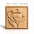 Fichier CNC & impression 3D Hemodialyse santé infirmière stéthoscope coeur infirmière haute qualité relief STL