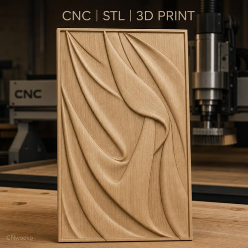 Fichier CNC & impression 3D tissu drapé abstrait, ondulations et plis détaillés, haute qualité relief STL