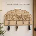 Fichier CNC porte-clés mural enseigne Ranch western cowboy décor STL très haute qualité