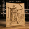Fichier CNC & impression 3D archer antique, ruines grecques et colonne, haute qualité relief STL