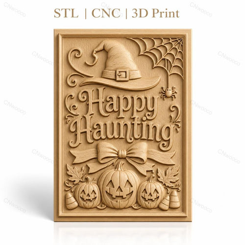 Fichier CNC & impression 3D Halloween, citrouilles, chapeau de sorcière, toile d'araignée, haute qualité relief STL