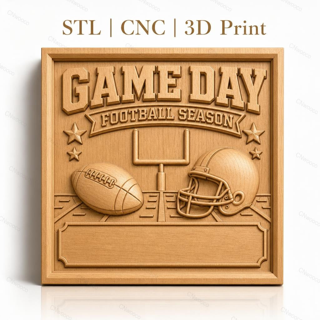 Fichier CNC & impression 3D football américain, ballon, casque et poteaux, haute qualité relief STL