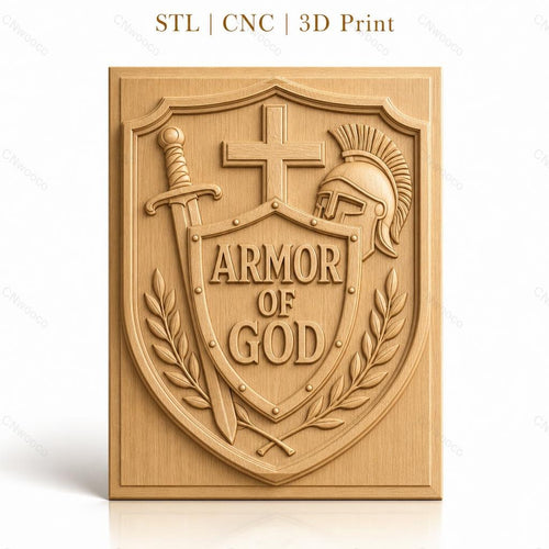 Fichier CNC & impression 3D armure de Dieu, bouclier, épée, casque, croix, haute qualité relief STL