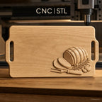 Fichier CNC planche à découper jambon et herbes, bas-relief pour sculpture sur bois, STL