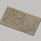 Fichier CNC & impression 3D scène mythologique Apollon et déesse, chars, léopards et bateau, haute qualité relief STL
