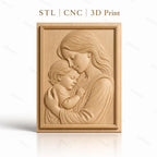 Fichier CNC & impression 3D mère et enfant, portrait en relief doux, haute qualité relief STL