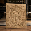 Fichier CNC & impression 3D Poseidon dieu de la mer, trident, ruines antiques, haute qualité relief STL