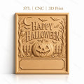 Fichier CNC & impression 3D Halloween, citrouille jack-o-lantern, chauves-souris et hibou, haute qualité relief STL