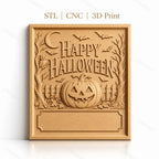 Fichier CNC & impression 3D Halloween, citrouille jack-o-lantern, chauves-souris et hibou, haute qualité relief STL