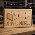 Fichier CNC & impression 3D thème pick up commande, boîte colis flèche direction, haute qualité relief STL