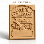 Fichier CNC & impression 3D garage de papa, boîte à outils, clés, vis et écrous haute qualité relief STL