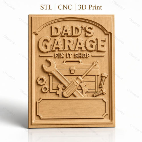 Fichier CNC & impression 3D garage de papa, boîte à outils, clés, vis et écrous haute qualité relief STL