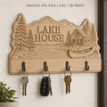 Fichier CNC porte-clés mural enseigne murale Lake House nature, décor chalet et forêt, STL très haute qualité