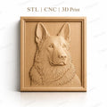 Fichier CNC & impression 3D chien berger allemand relief cadre bois, haute qualité relief STL