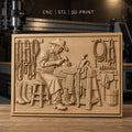 Fichier CNC & impression 3D artiste sellier, cowboy, selle et outils, haute qualité relief STL
