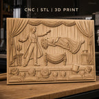 Fichier CNC & impression 3D magie, spectacle illusionniste avec femme flottante, haute qualité relief STL