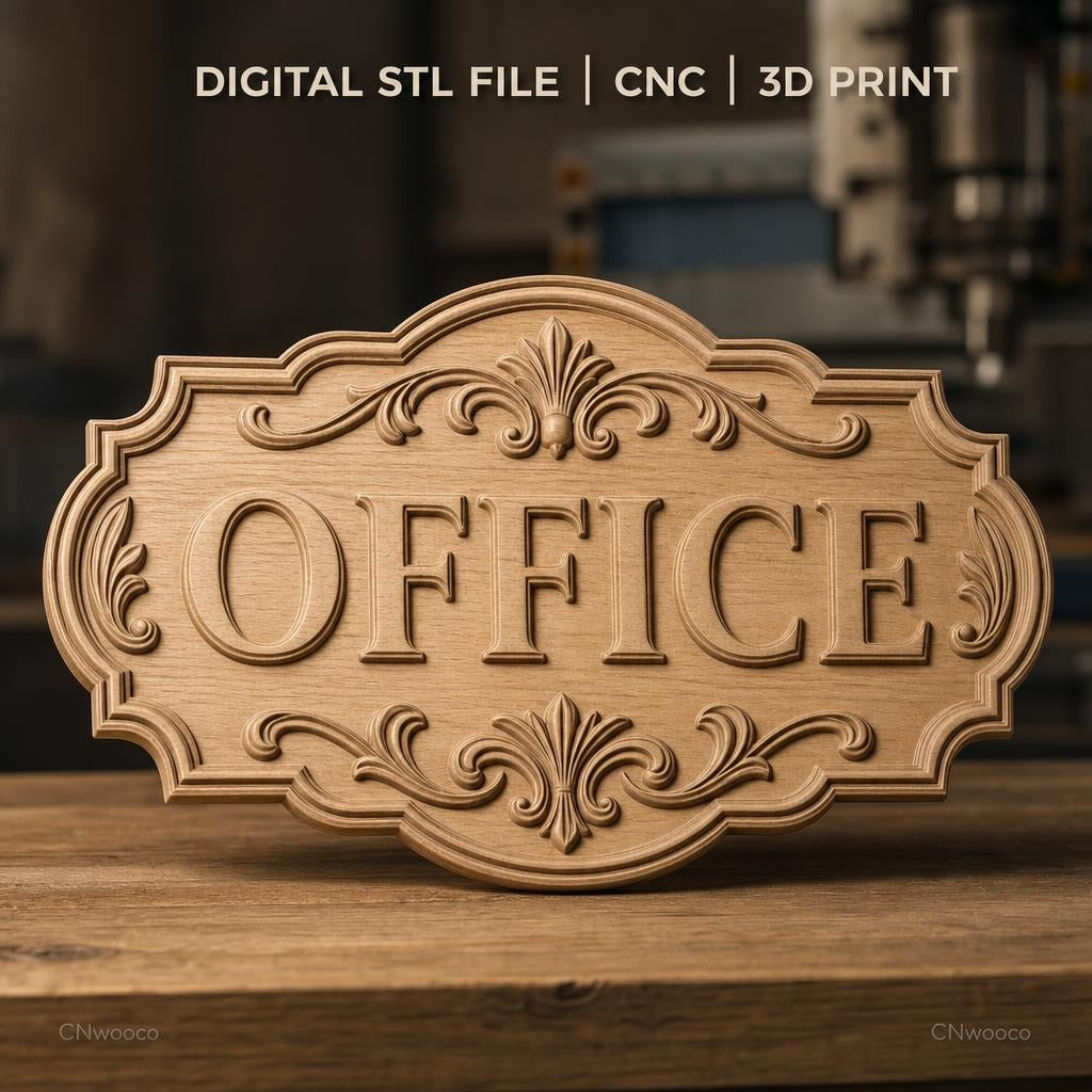 Fichier CNC & impression 3D plaque Office décoration florale, STL très haute qualité