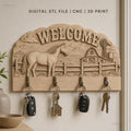Fichier CNC porte-clés mural décoration panneau welcome ferme cheval, STL très haute qualité