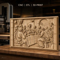 Fichier CNC & impression 3D Cène, Jésus et apôtres au repas, haute qualité relief STL