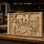 Fichier CNC & impression 3D Cène, Jésus et apôtres au repas, haute qualité relief STL