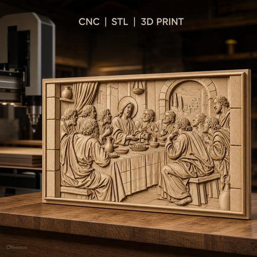 Fichier CNC & impression 3D Cène, Jésus et apôtres au repas, haute qualité relief STL