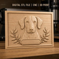 Fichier CNC & impression 3D chien dalmatien portrait avec feuilles décoration haute qualité relief STL
