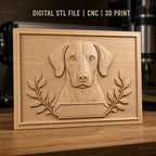 Fichier CNC & impression 3D chien dalmatien portrait avec feuilles décoration haute qualité relief STL