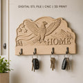 Fichier CNC porte-clés mural enseigne murale Home avec aigle et nature, STL très haute qualité