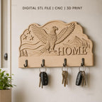 Fichier CNC porte-clés mural enseigne murale Home avec aigle et nature, STL très haute qualité