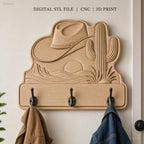 Fichier CNC & impression 3D enseigne western cowboy cactus paysage, STL très haute qualité