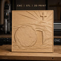 Fichier CNC & impression 3D Résurrection chrétienne, tombe vide, croix et rayon de lumière, haute qualité relief STL