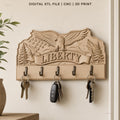 Fichier CNC porte-clés mural enseigne murale Liberty aigle et drapeau, STL très haute qualité