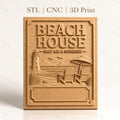 Fichier CNC & impression 3D plage, phare, chaises Adirondack, parasol, haute qualité relief STL