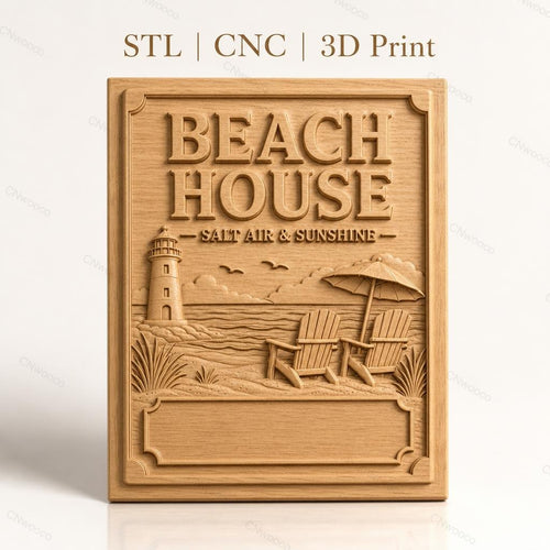 Fichier CNC & impression 3D plage, phare, chaises Adirondack, parasol, haute qualité relief STL