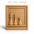 Fichier CNC & impression 3D échecs, pièces roi reine tour sur échiquier, haute qualité relief STL