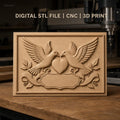 Fichier CNC & impression 3D colombes amour coeur feuilles bannière haute qualité relief STL