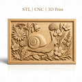 Fichier CNC & impression 3D escargot et fleurs, relief floral détaillé haute qualité relief STL