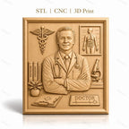Fichier CNC & impression 3D relief médecin, docteur avec stéthoscope et symbole médical, haute qualité relief STL