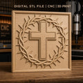 Fichier CNC & impression 3D Croix chrétienne, couronne d'épines, haute qualité relief STL