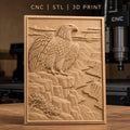 Fichier CNC & impression 3D aigle sur falaise, rivière sinueuse et canyon, haute qualité relief STL