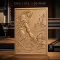 Fichier CNC & impression 3D scène Jésus sauvant Pierre, bateau, eau agitée haute qualité relief STL
