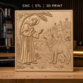 Fichier CNC & impression 3D Saint François d'Assise, loup, village médiéval, haute qualité relief STL