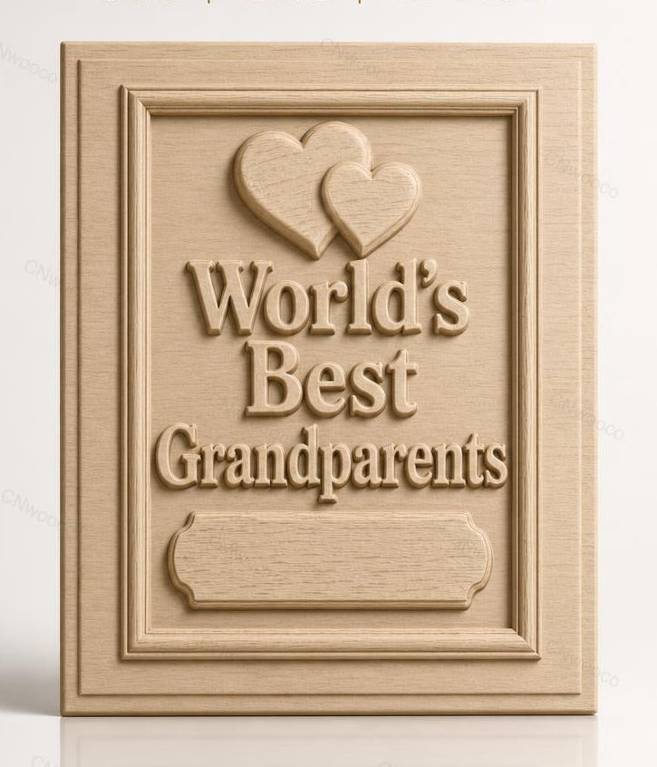 Fichier CNC & impression 3D meilleure plaque Grandparents, coeurs relief décoratif, haute qualité relief STL