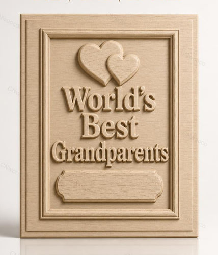 Fichier CNC & impression 3D meilleure plaque Grandparents, coeurs relief décoratif, haute qualité relief STL