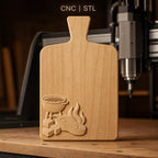 Fichier CNC planche à découper barbecue, steak, charbon, feu, bas-relief pour sculpture sur bois, STL
