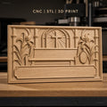 Fichier CNC & impression 3D relief religieux, croix, lys, cadre vide, haute qualité relief STL