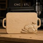 Fichier CNC thème boulangerie, pain, blé et sac de farine, bas-relief pour sculpture sur bois, STL