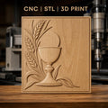 Fichier CNC & impression 3D calice avec épis de blé, haute qualité relief STL