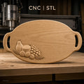Fichier CNC plateau fruit, poire, raisin, noix, bas-relief pour sculpture sur bois, STL